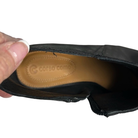 Corso Como Black Open-Toe Leather Ankle Booties with Stacked Heel - Picture 5 of 6